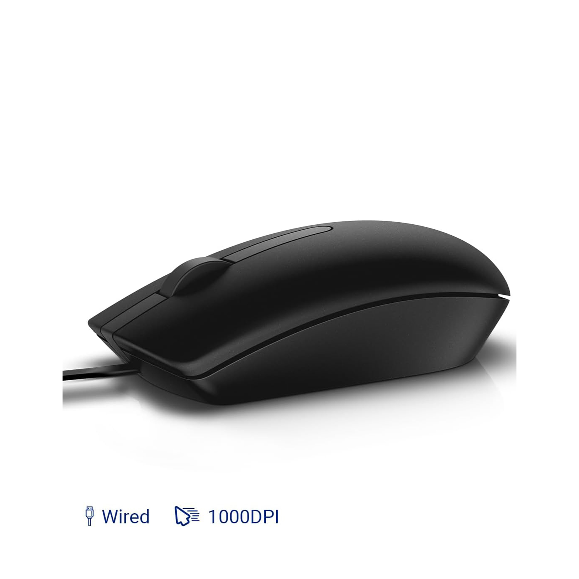 Dell USB Optical Wired Mouse – Original Branded 3-Button High Precision 1000 DPI Sensor | Ergonomic Grip | Plug & Play – Black