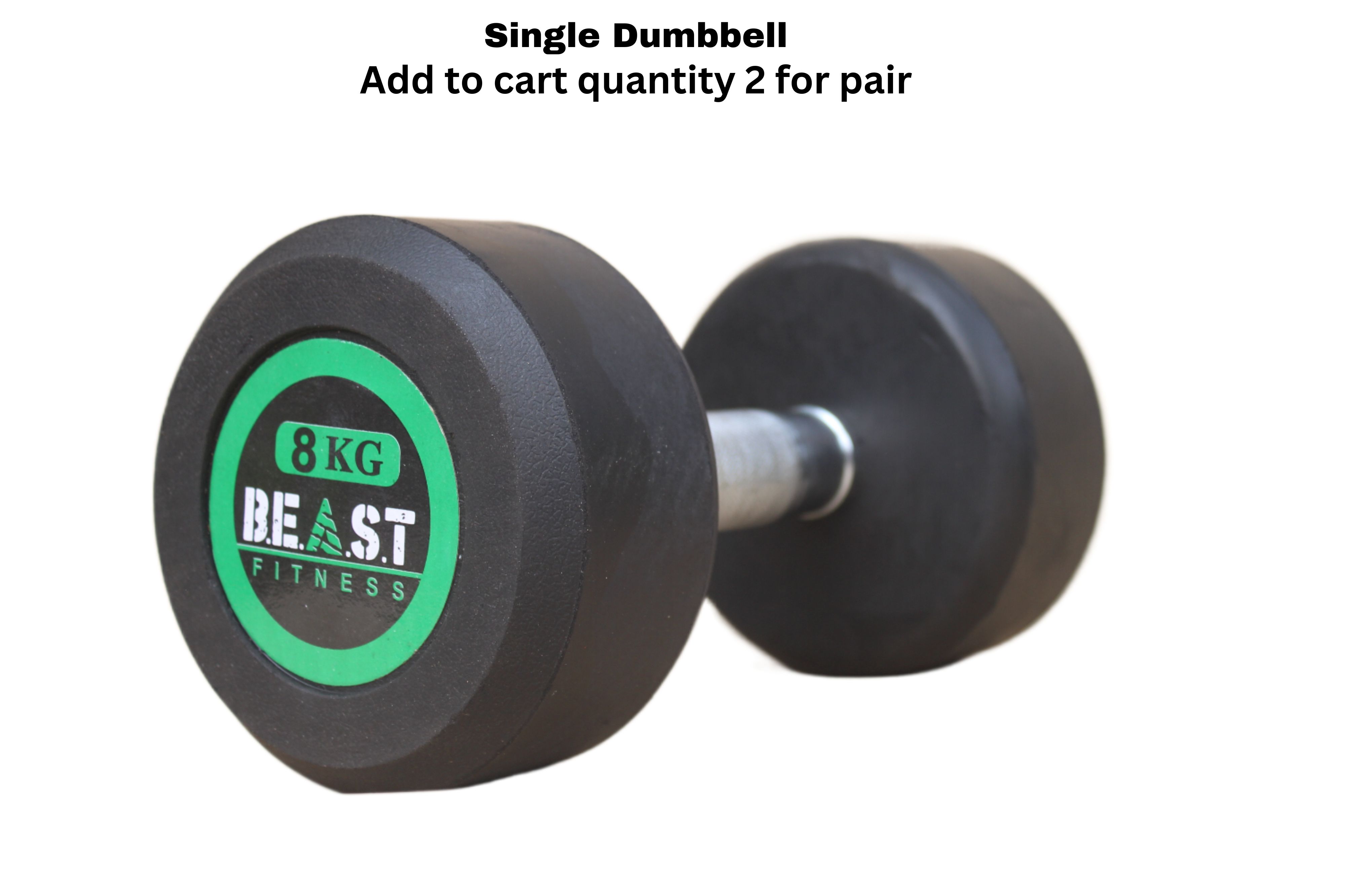 Beast Fitness Rubber Coated Dumbbell (Single Piece - Add 2 to Cart for Pair) - Professional Home Gym Weight with Anti-Slip iron Handle - High Quality Exercise Dumbbell (1kg to 20kg)