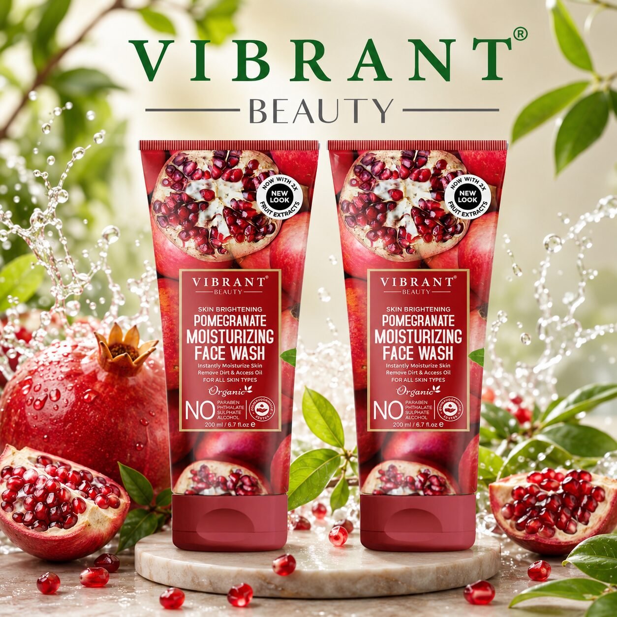 Vibrant Beauty Pomegranate Moisturizing Face Wash Combo Pack | Personal Care Set | 200ml