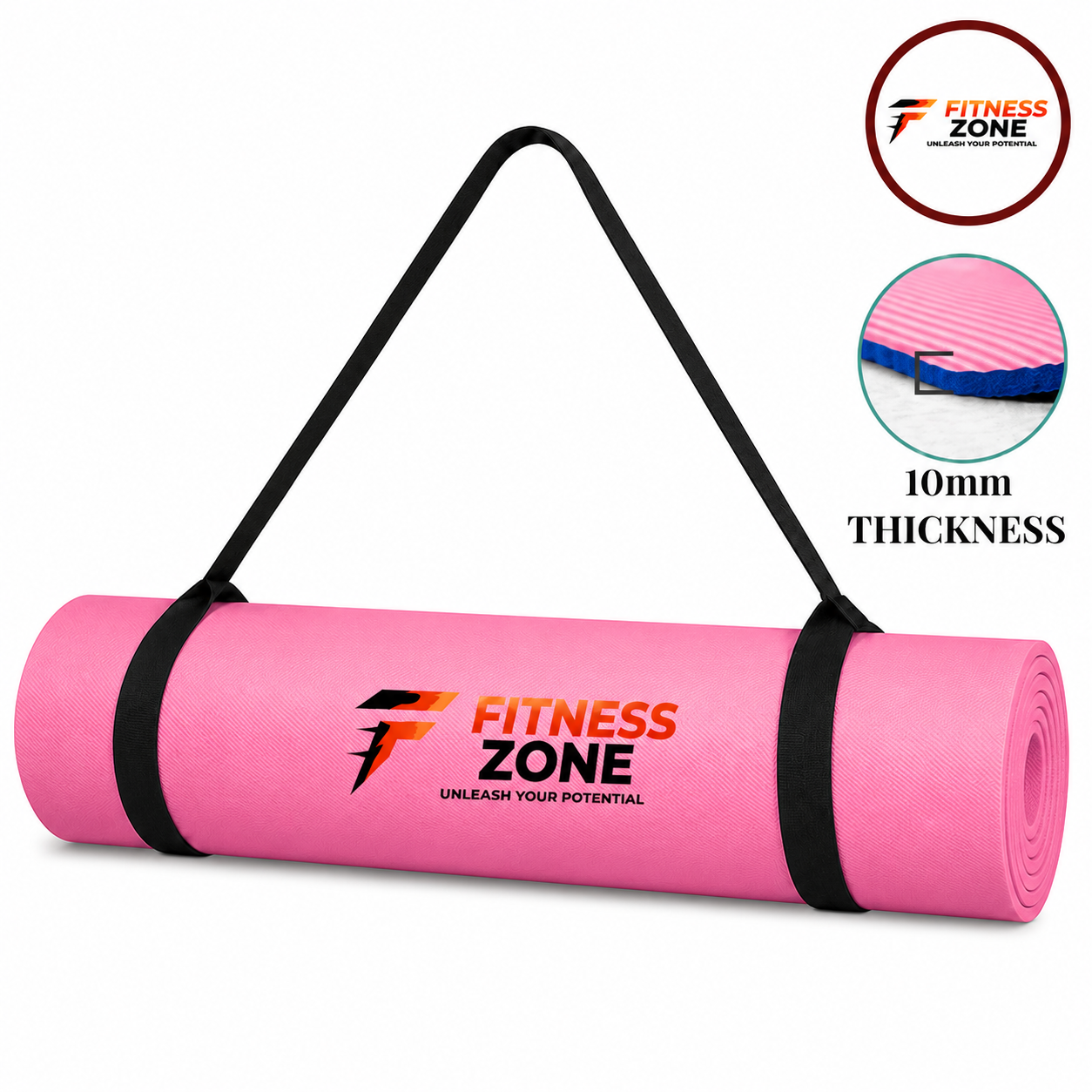 6mm Thick Non-Slip Yoga Mat - Eco-Friendly, High-Density, All Yoga Types, Fitness Workouts with free Shoulder Strap.
