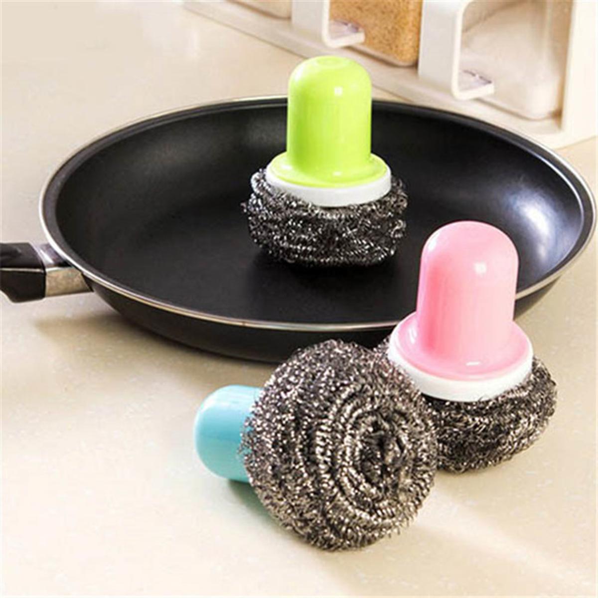 3 pc set Steel Wool Pads Kitchen Wire Cleaning Ball Stainless Steel Pan  Cleaner