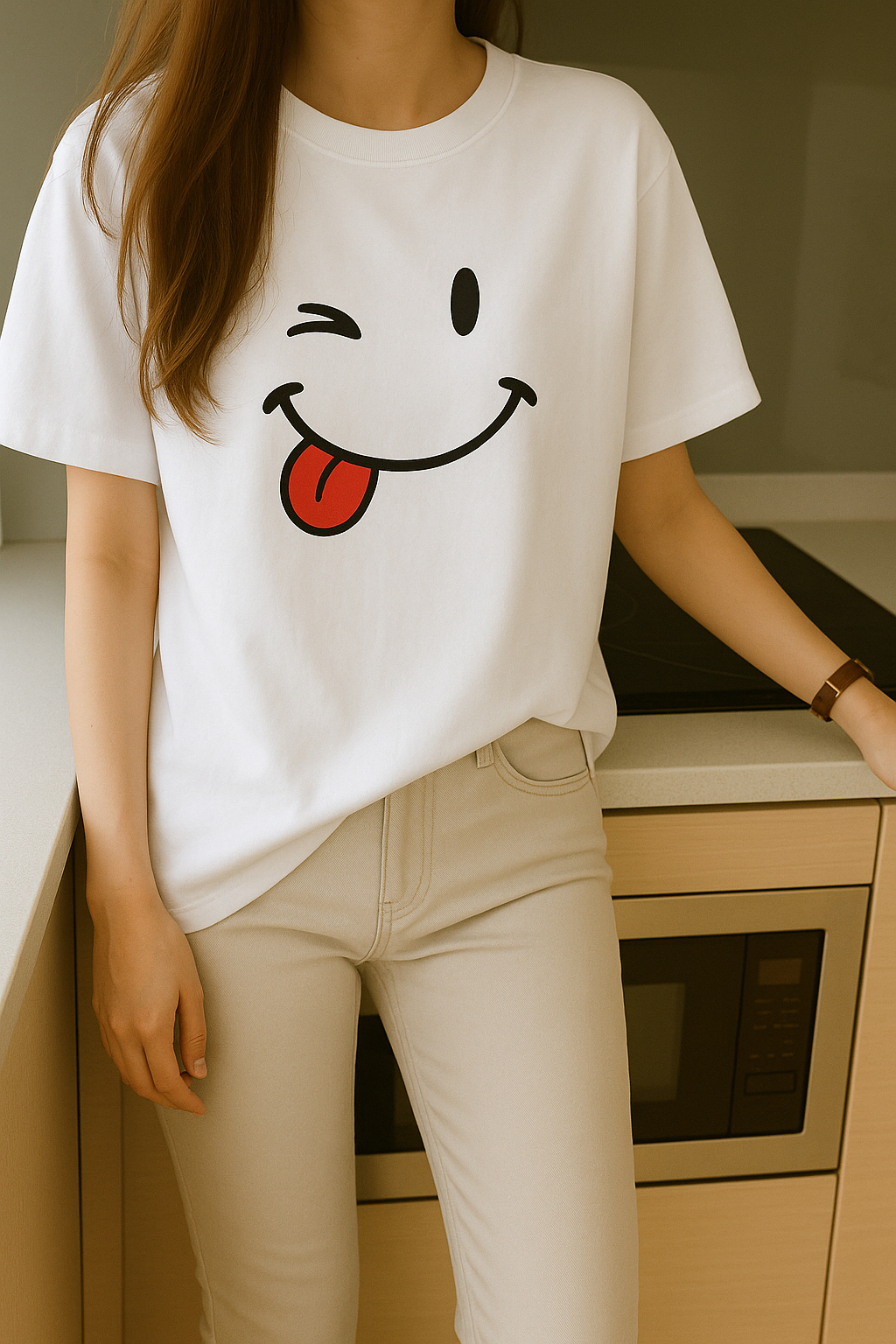 SA Traders Naughty Smile Printed T-Shirt For Women and Girls / Tshirts For Girls / Tshirts for Women / Women Tshirts / Girls Tops / Girls Tshirts / Dress For Girls