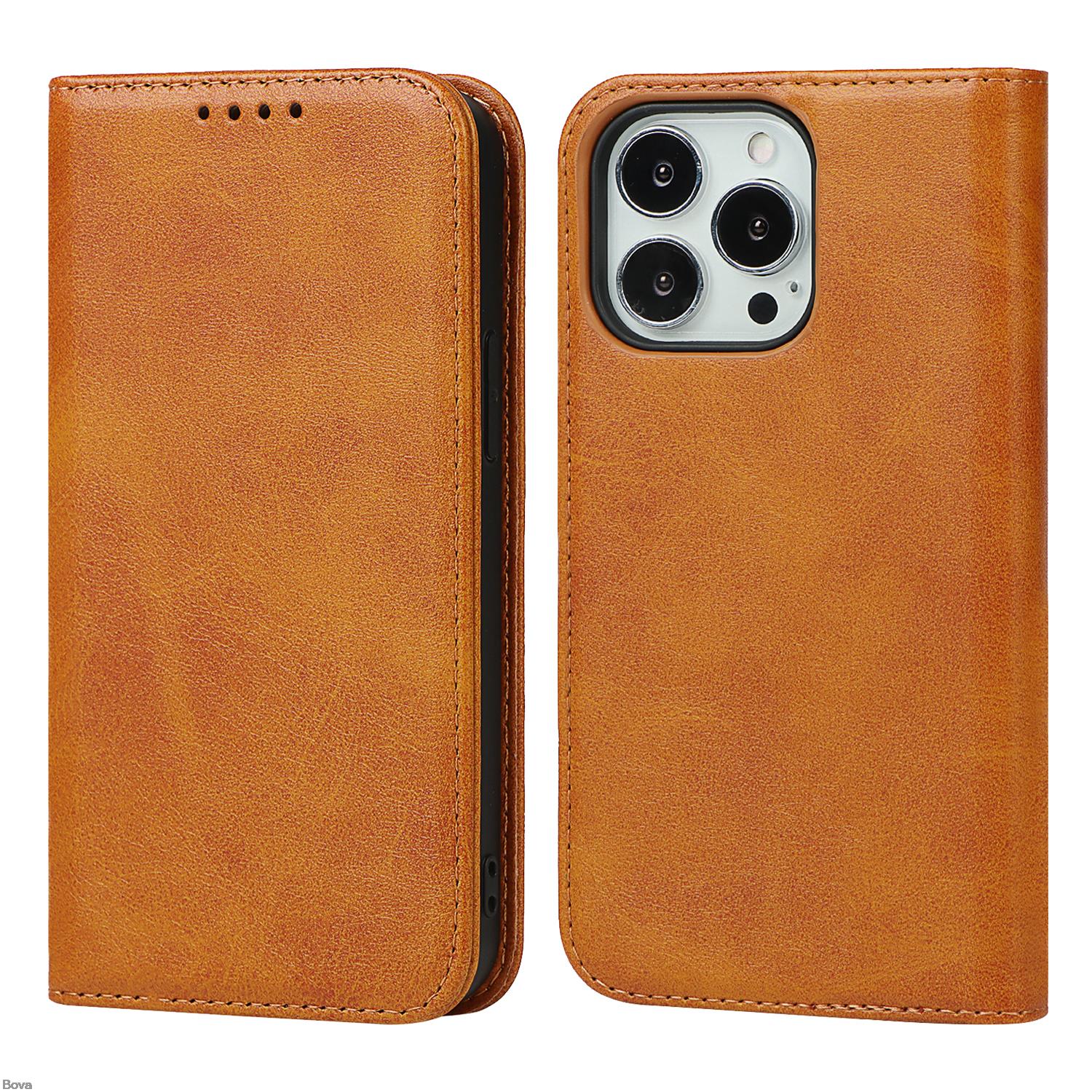Cover IPhone 12/12 Pro In Pelle PU Con Supporto E Slot Porta Tessere - Custodia A Libro Magnetica - Marrone - 2