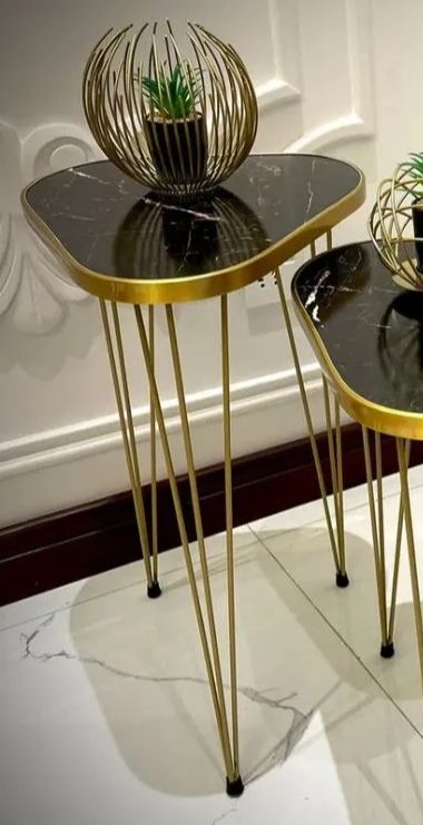 Mdf Wood Daisy Nesting Table With Metal Stand Set of 3 Round table Table Decoration coffee table Daisy coffee table dining table Nesting table set Side Table Coffee Table nesting table Decor - Set Of 3 Side Tables