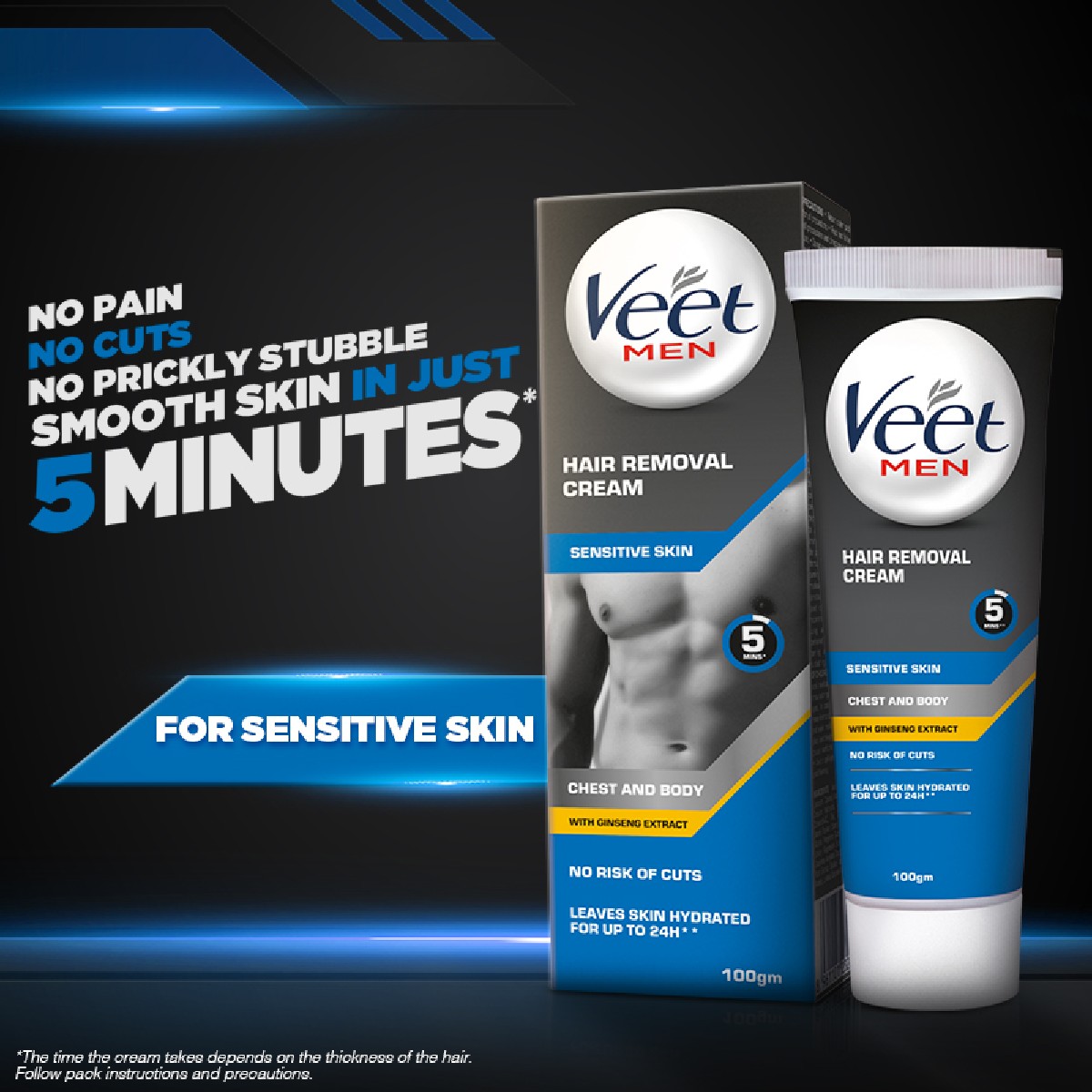 Veet Men Cream Sensitive For Hair Removal - 100 Gm