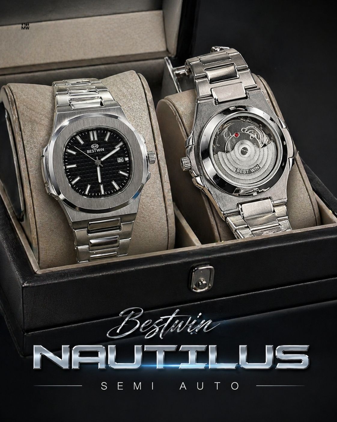 Premium Men's Semi Automatic Watch with Stainless Steel Bracelet | Mechanical Movement | Date Window | Luxury Silver Analog Wrist Watch for Men