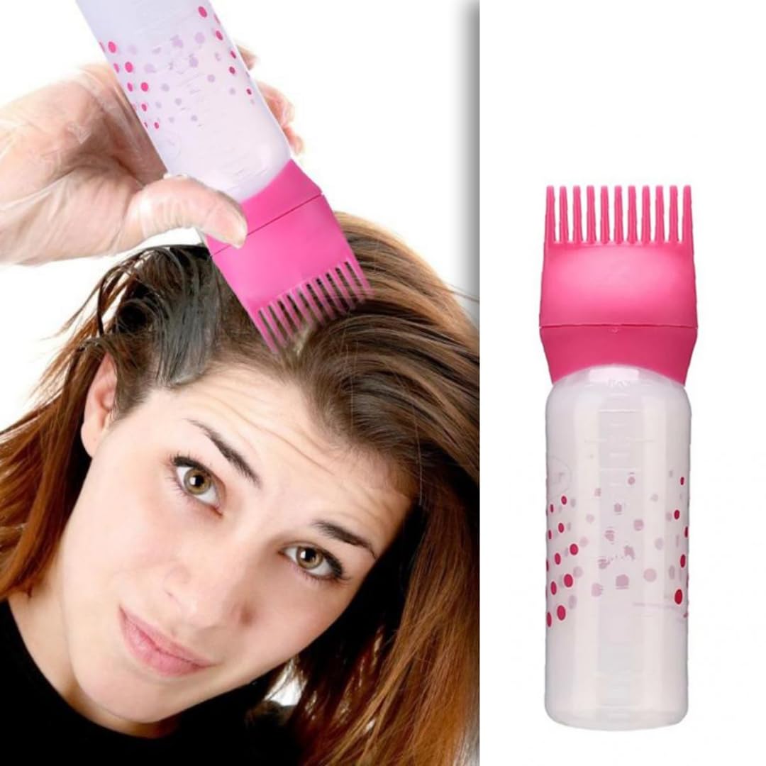 Silicone Hair Oil Bottle, Oil Comb, 170Ml Hair Tools Hair Dye Applicator Brush Bottles Styling Tool Hair Coloring - Transparent