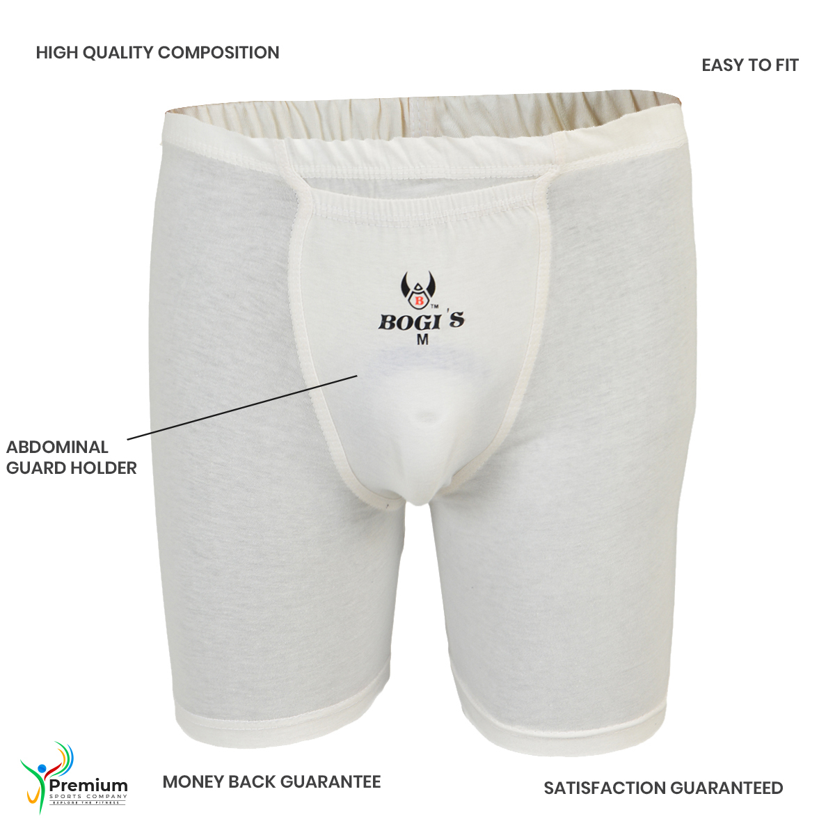 PREMIUM SPORTS Athletic Abdominal Supporter Flexible Cotton Boxer - 100% Cotton - (Size: M, L, XL) - Grey