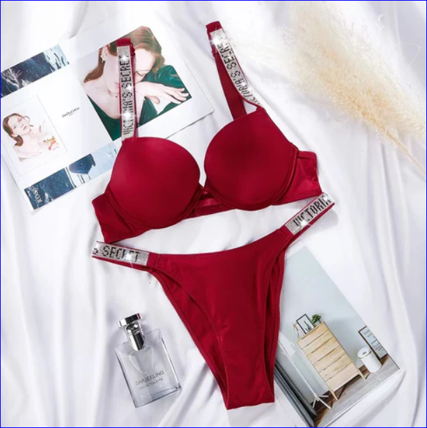 Secret Pushup Leather Bra Underwear Set