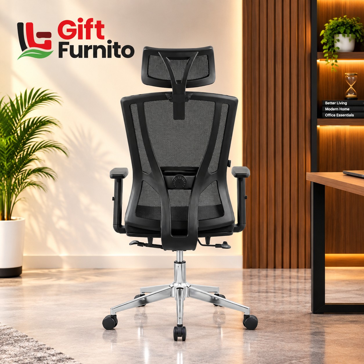 Office Chair Adjustable Computer Swivel Modern Ergonomic home Chair Fabric Mesh Chair with Back Support Arms and Wheels for Home Work and Students Study Black