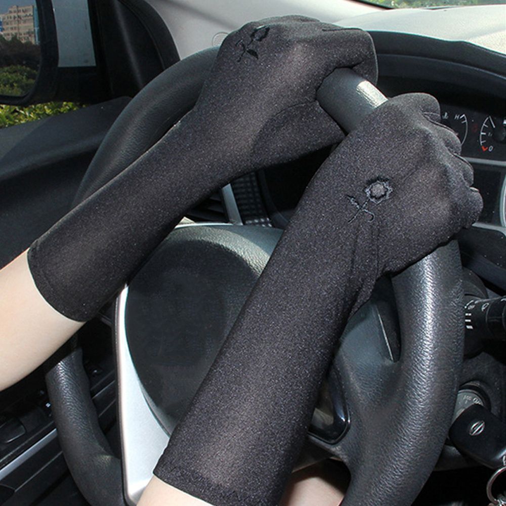 Summer Sunscreen Ice Silk Mittens - Non-Slip Lace Gloves, 8x30cm