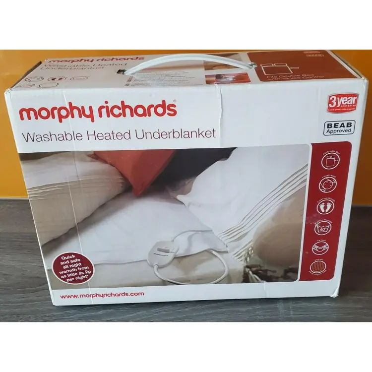 Morphy Richards Washable Heated Electric Underblanket - Double 121 x 107cm  - Imported from UK