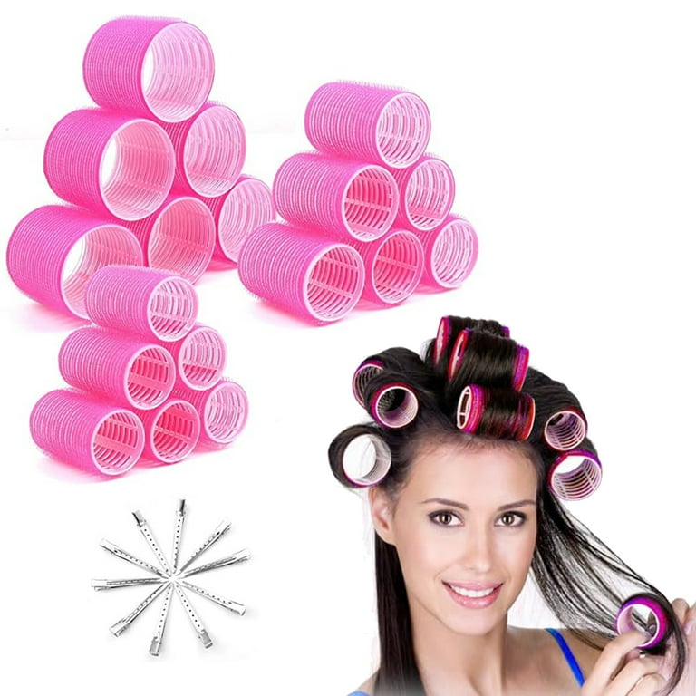 Pack of 12 Hair Rollers with Clips set, Self Grip Hair Rollers for Long Medium Short Hair, ELASO Large Medium Hair Curler.