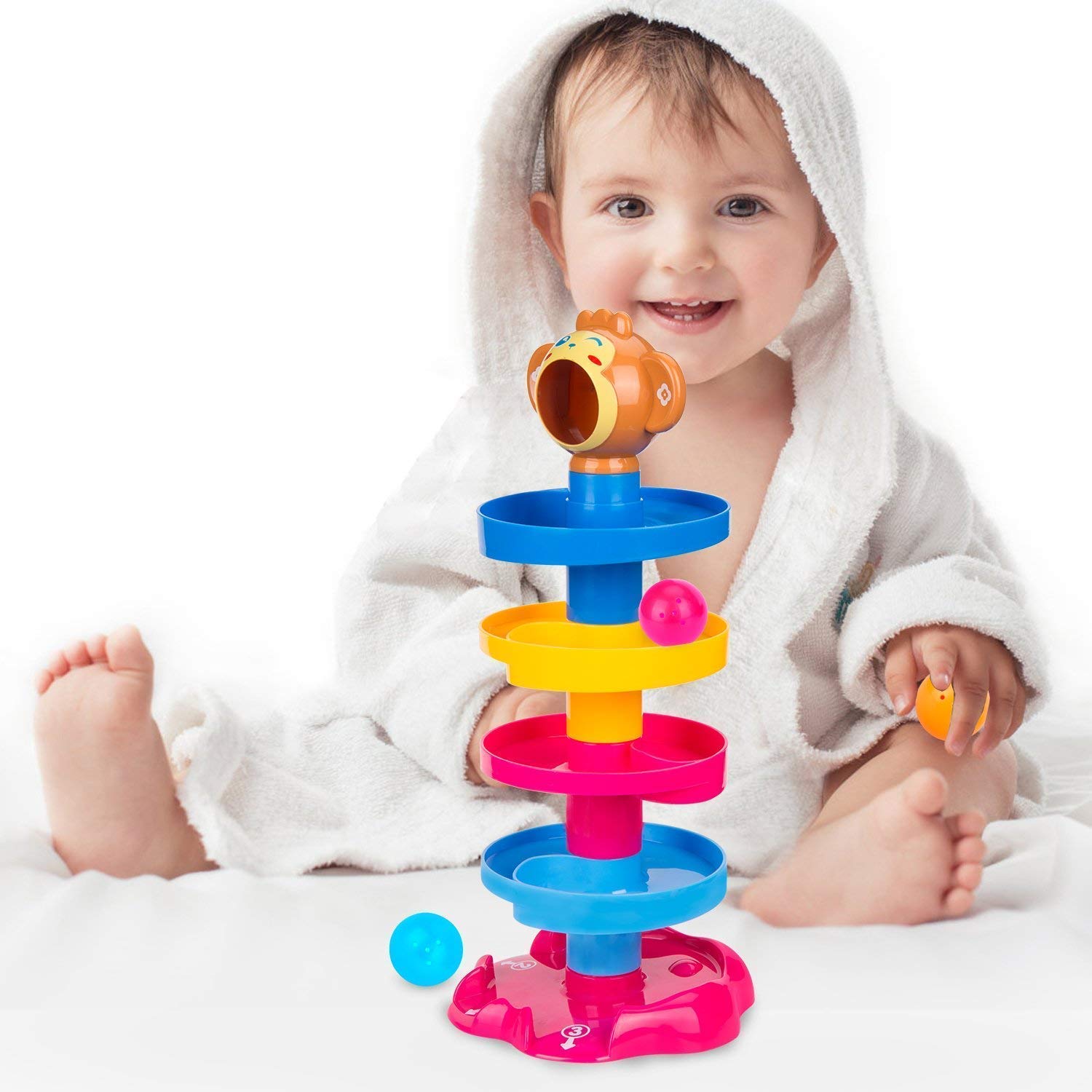 Huanger Roll Ball Toys For Baby 5 step 3 ball Drop the Ball and It Will roll down Puzzle Fun Game Early Learning and Educational Toy for Kids Early Development Fun Toy Baby and Toddlers