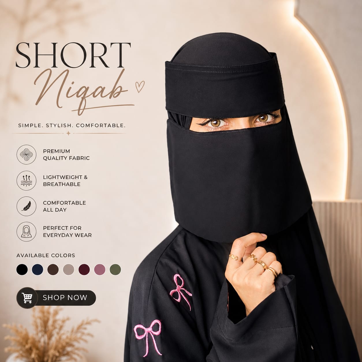 Short Length Forehead Saudi Niqab Ready-to-Wear Hijab, Extra Small, 7X11 High-Quality Lightweight Imported Chiffon and Georgette, Comfortable and Modest