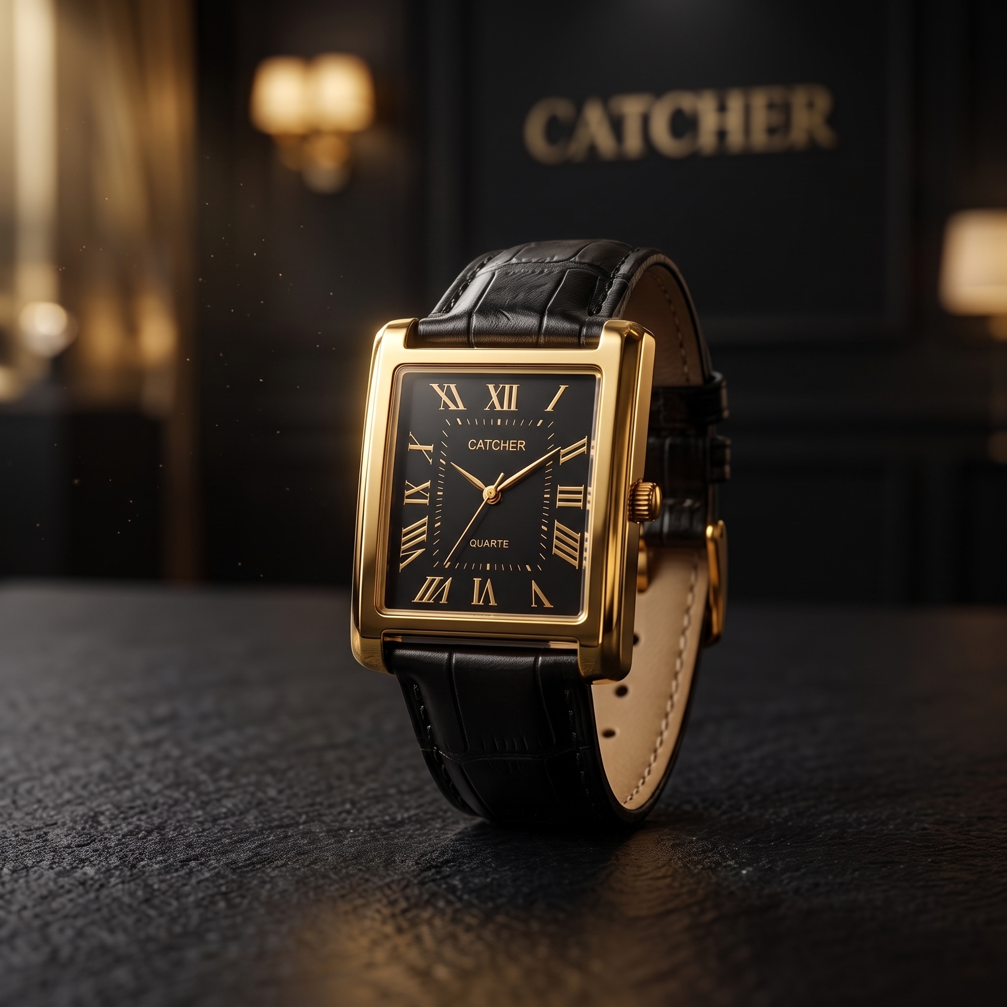 🔥Trendy Men's Leather Strap Rectangular Roman Dial Quartz Watch | Classic Formal Wrist Watch for Men | Premium Business Casual Watch