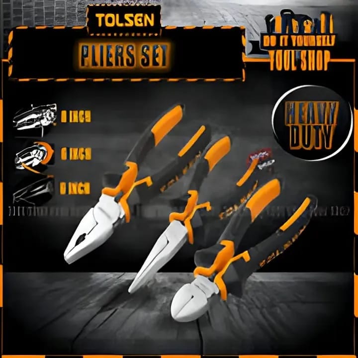 3 Pcs Electrician Plier & Cutter Set | Long Nose Plier, Side Cutter, Combination Plier | Professional Hand Tools Kit for Home & Repair Work Original