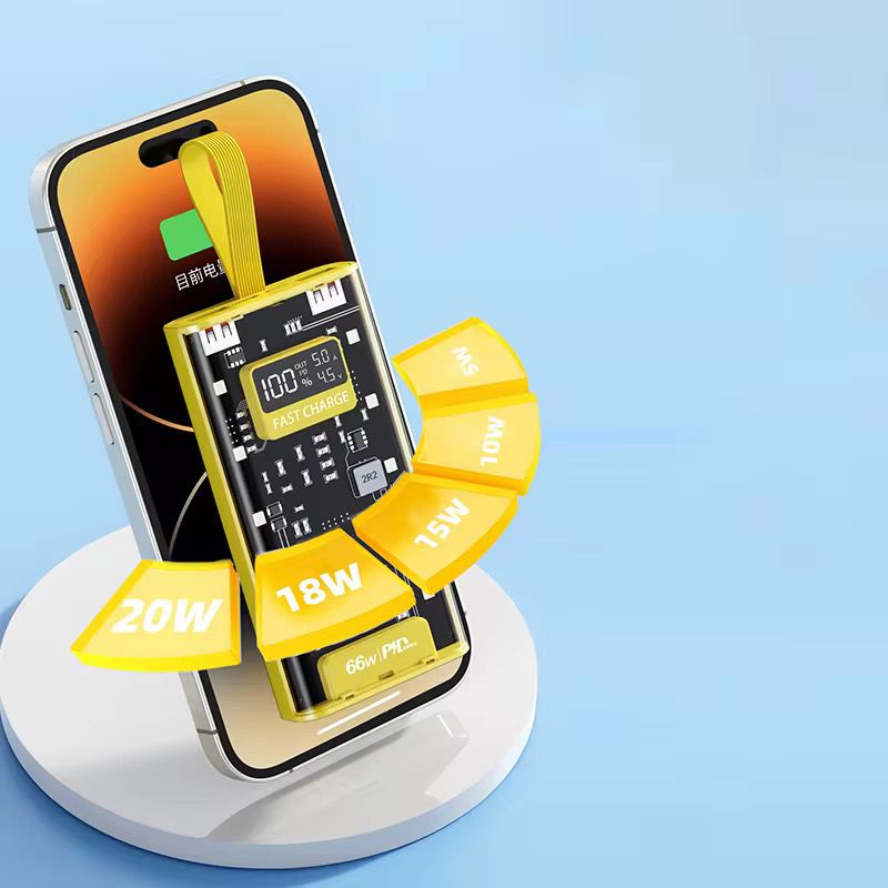 20000 MAH 66W FAST CHARGING TRANSPARENT POWER BANK-POWER BANK FOR ANDROID -Fast charging power bank-Transparent power bank-Portable 66W power bank-Mini fast charging power bank-Large capacity power bank-Power bank-Led Crystal display power bank.