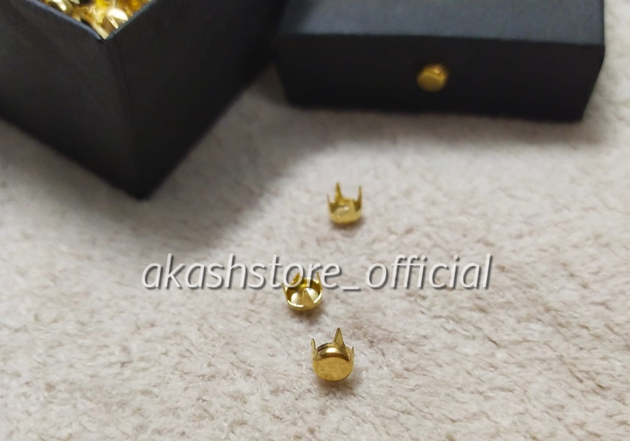Akash 20 Pieces 2mm Golden Rivet Mushroom Style Rivet Beads Fashion Supply Cloth Holding Studs