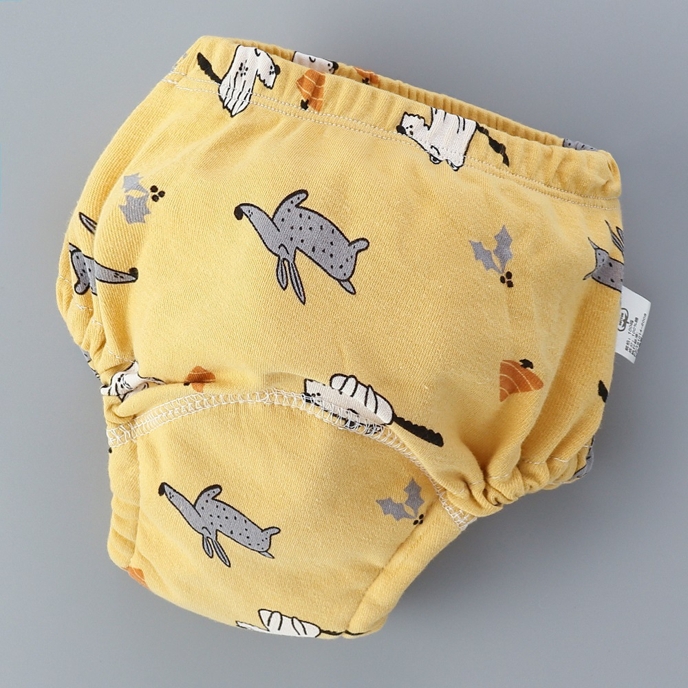 1 Pcs Baby Washable 6-Layer Cloth Diaper | Reusable Cotton Elastic Waist Nappy Learning Pants (Random Colors)