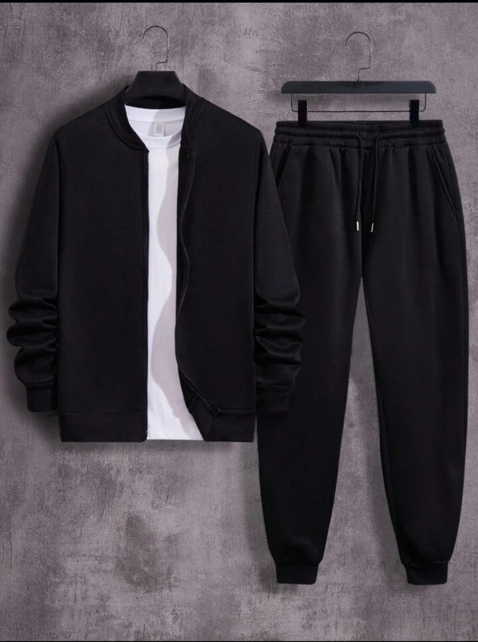 2pcs Men Long Sleeve Casual Sports Jacket And Trouser Set