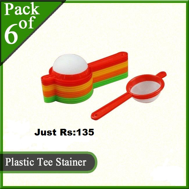 Pack Of 6 Best Quality Plastic Tee Strainer Tea Stainer Set - Random Color