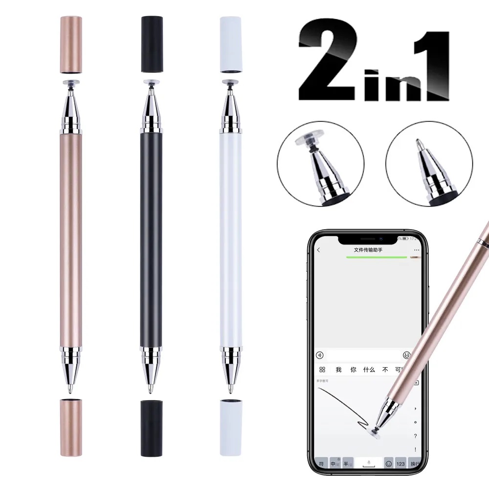 2 In 1 Stylus Pen For Mobile Phone Tablet Drawing Capacitive Pencil Universal Touch Screen Pen for iPad Android Tablet