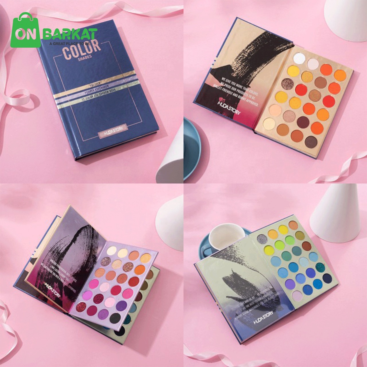 ON Barkat, 72 Color BOOK Pressed Powder Eyeshadow Palette ,Makeup Shimmer ,Glitter Palette, Foundation brush, makeup brush, shadow brush, blush brush, eye shadow brush, lip brush, eyeshadow , eyeshadow palette