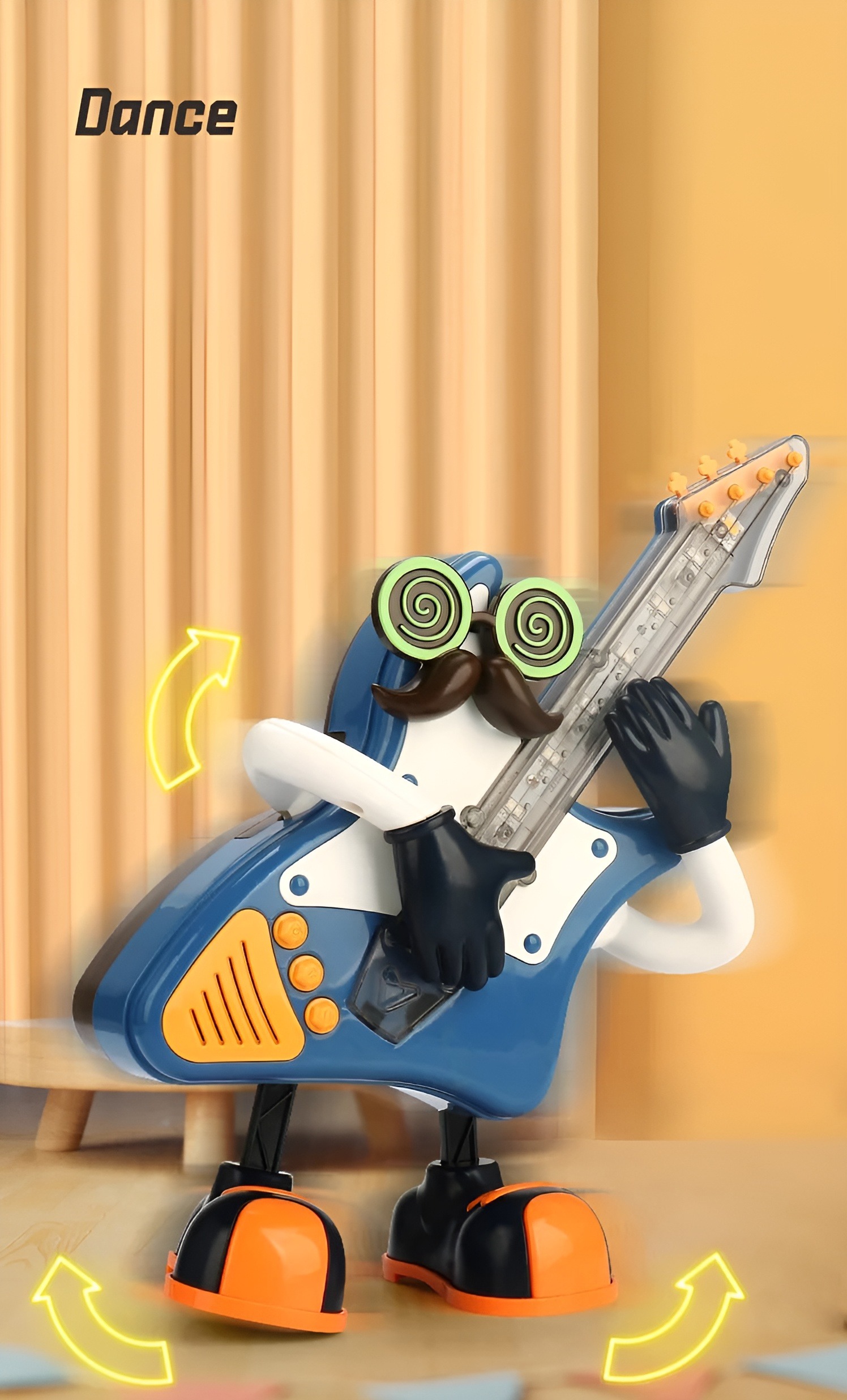 Electric Dancing Mr. Rock &Amp; Roll Music Light Swing Saxophone Guitar Dancing Robot Toy