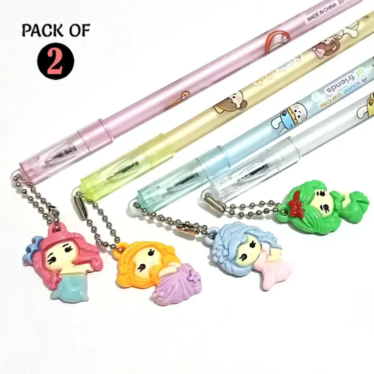 Creative Pack Of 2 Doll Hanging Gel Pens For Girls School Kids Stationery  Cute Gel Pen