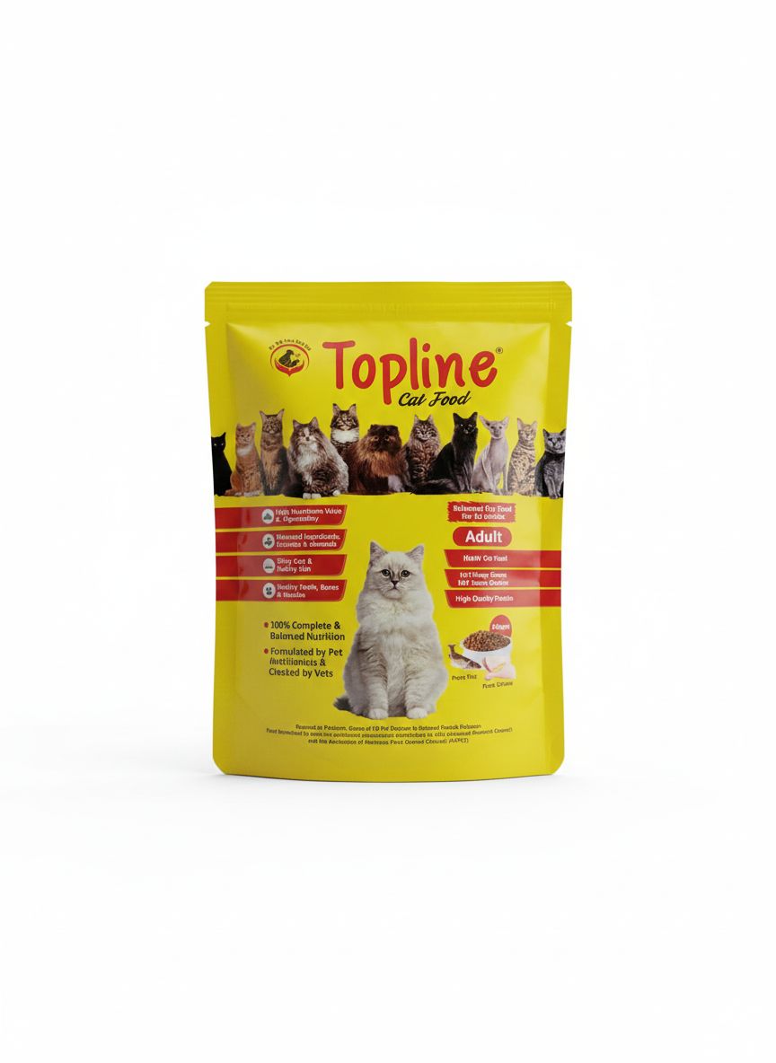 Topline Adult Cat Food - High Protein Formula with Chicken & Fish - 300grm or 1.2kg