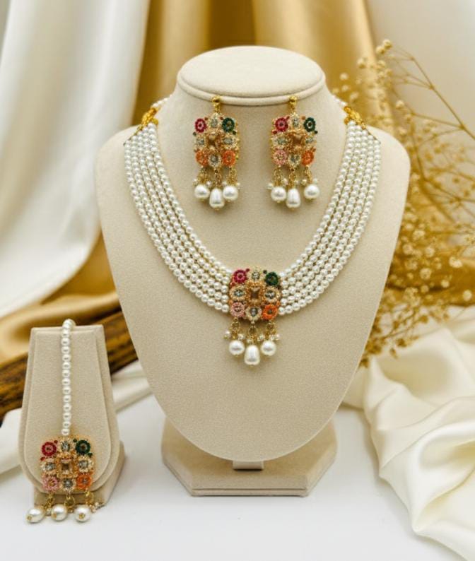 Set Bridal   Multi Pearl with tika 7861