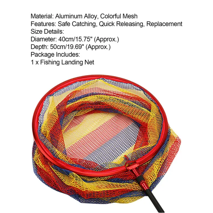 Round Landing Net Durable Bright Color Mesh Fishing Net