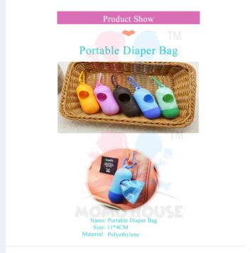 01 Dispenser + 05 Rolls Disopsable Baby Diapers Bag Box Kit Portable Baby Diapers Platics Bags Pet Waste Bag Box Kit Portable Baby Diapers Platics Bags Rubbish Bags Garbage Bag Removable Box Nappy Bag with Rope/hooks