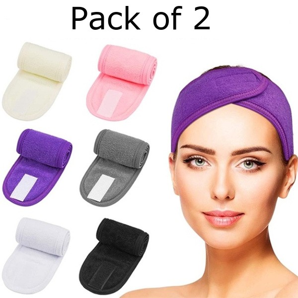 Facial Headband Super Absorption Makeup Hair Wrap Adjustable Hair Band Soft  Towel Head Band for Face Washing, Shower Sports Yoga (2 Pieces), Spa Head  Band for Women and Girls Make Up Facial (