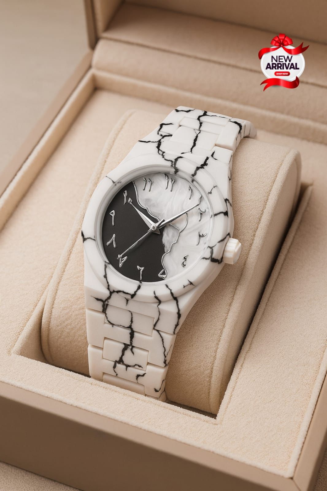 Black And White Aura Watch - Black Aura Arabic Watch