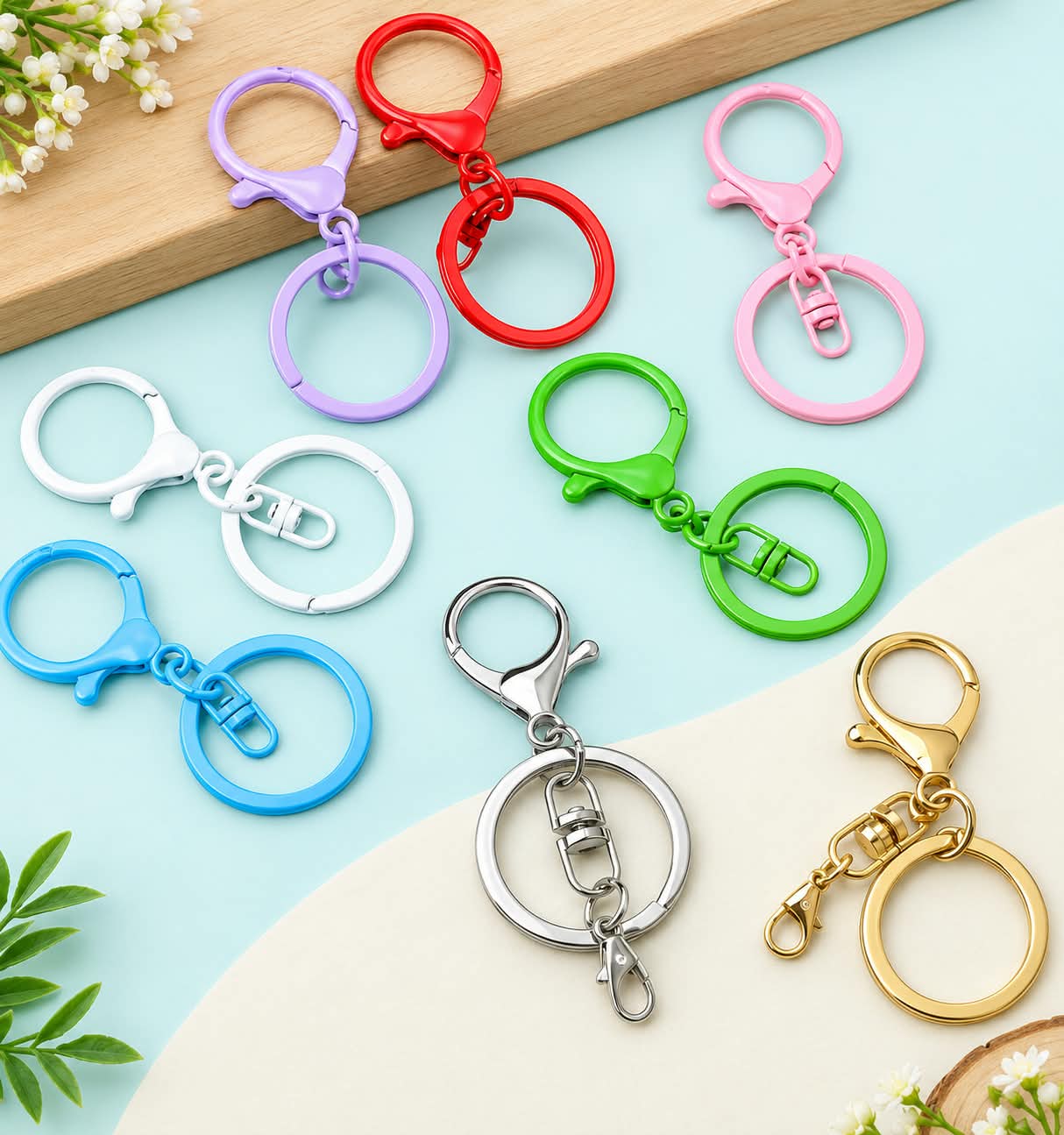 Premium Quality Metal Alloy Golden Spring Lobster Clasp Keychain Round Ring Buckle, Suitable for DIY Jewelry Accessories Keyring.Making Accessories DIY Jewelry Accessories Buckle Keychain Chain Keychain Handmade Keychain Materials.Durable Key Holder etc.