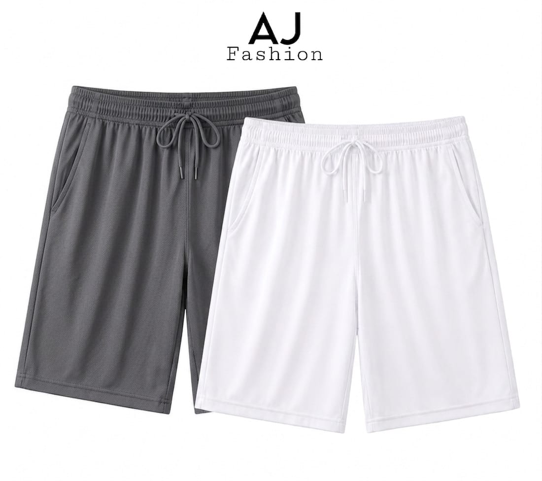 AJ Fashion | Pack Of 2 Man Sweat Shorts | Cotton Jersey | Premium Quality | Casual Wear | Comfortable | With Side Pockets | Relaxed Fit | For Man And Boys