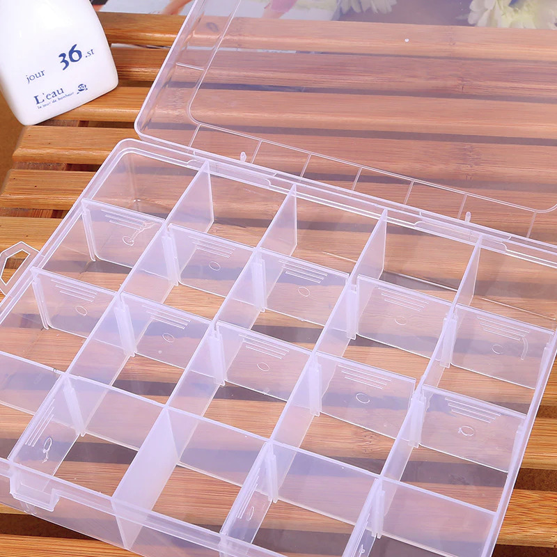 20 Dividers Empty Clear Transparent Plastic Organizer Box Display