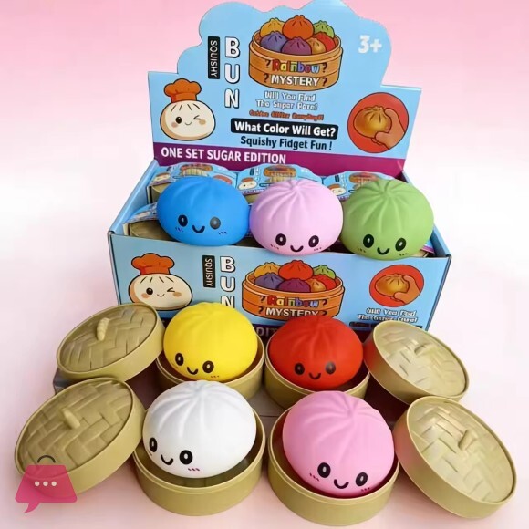Glitter Dumpling Mystery Squishy Bun Toy for Kids | Slow Rising Squeeze Fidget Sensory Stress Relief Toy with Surprise Color