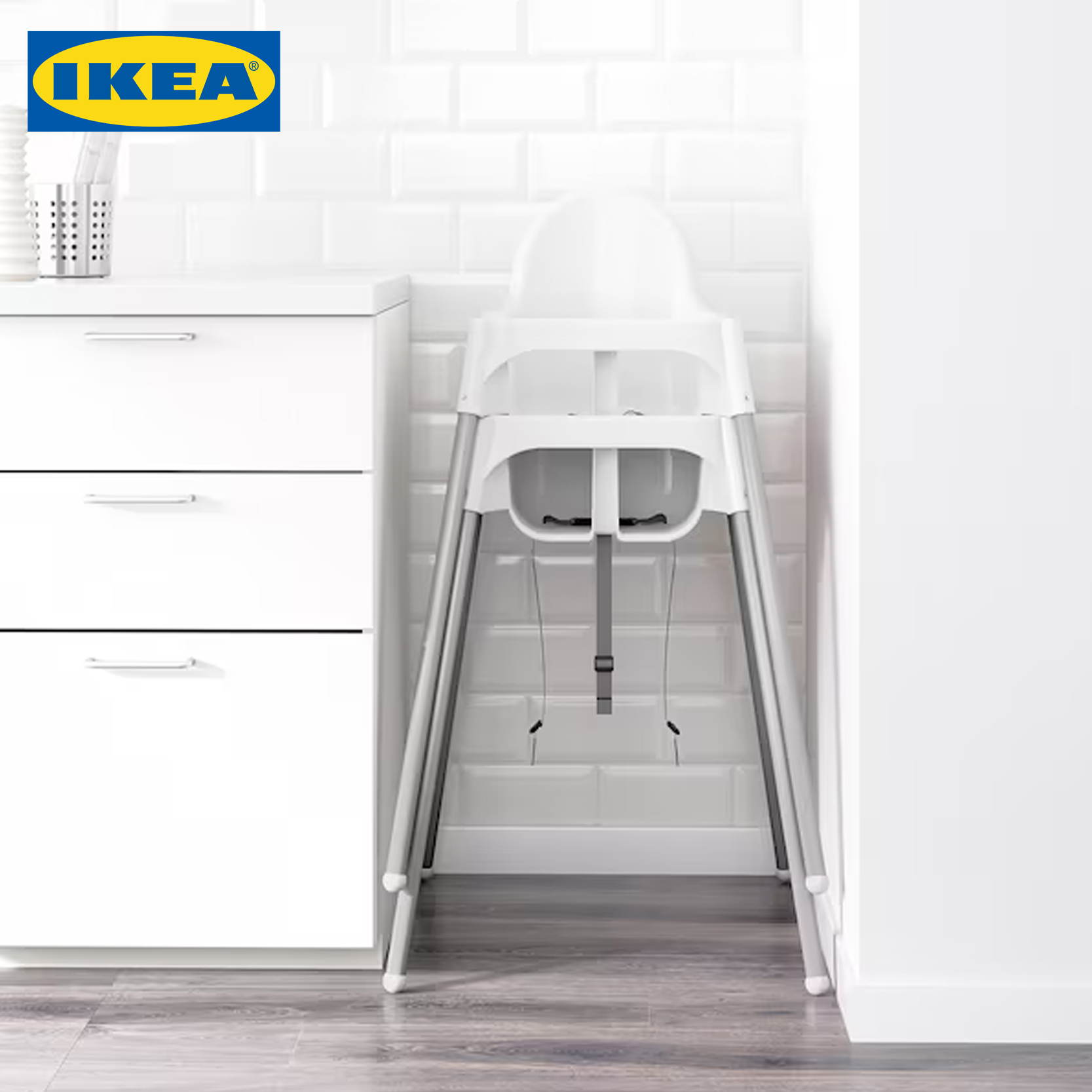 IKEA Baby Highchair with Tray and Safety Belts (Colors: Pink | Blue | White)