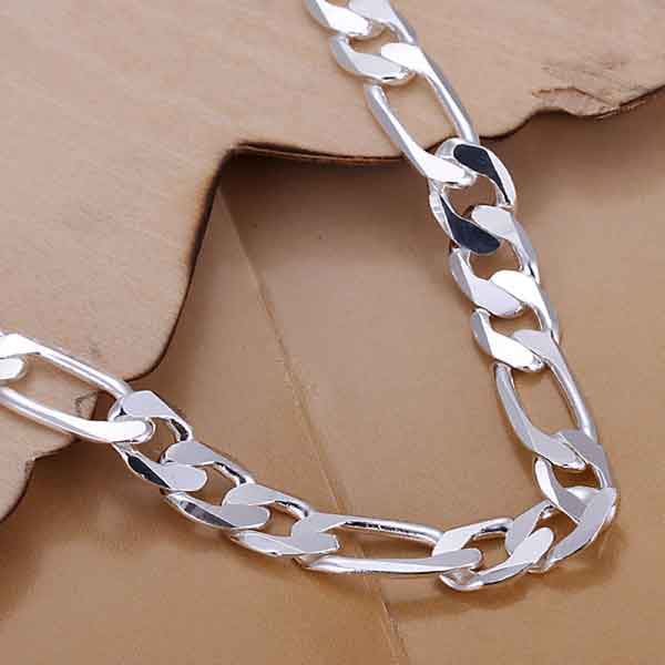 Silver Curb Bracelet Junction Link Chain Mens Wide Solid For Man-Boys