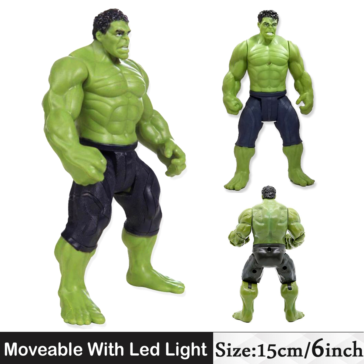 Hulk Avengers Marvel Superhero Action Figures Moveable With LED