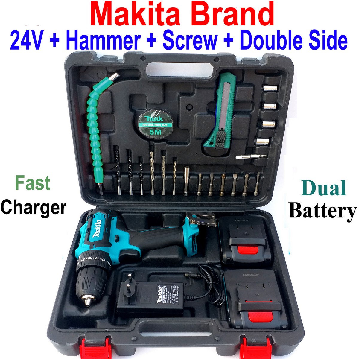 Double Battery 24volt Hammer Hilti Electric Drill Machine Wireless