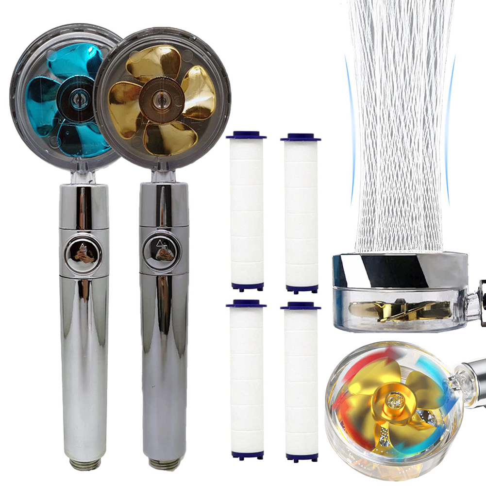 Shower Head Water Saving Flow 360 Degrees Rotating With Small Fan ABS