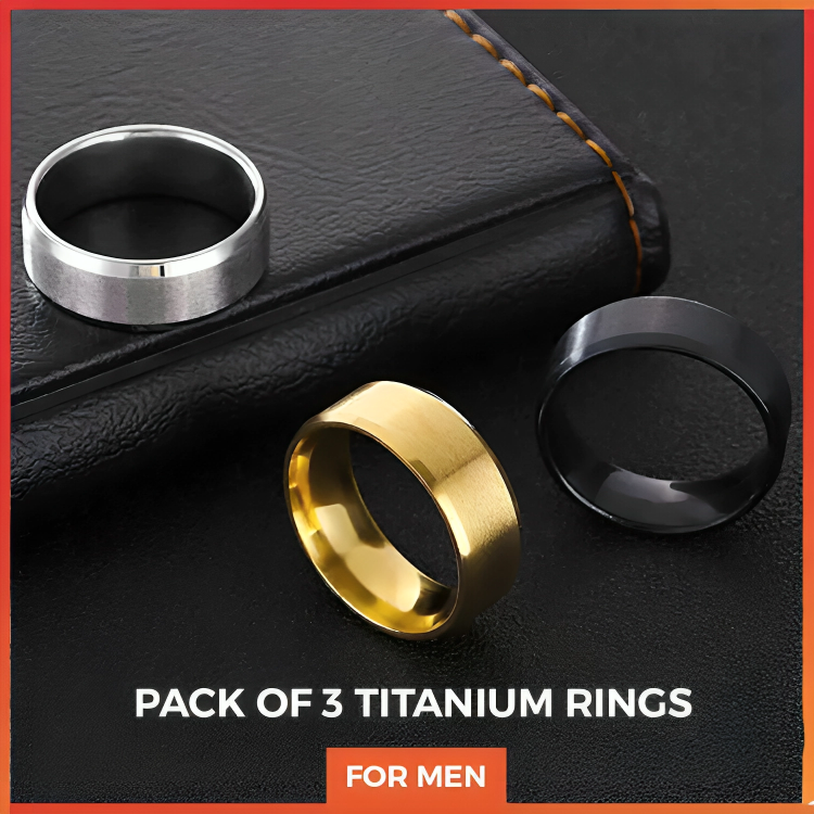 3 Rings Titanium Black Gold & Silver For Boy Girls