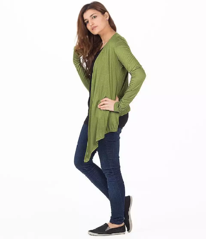 olive green long shrug