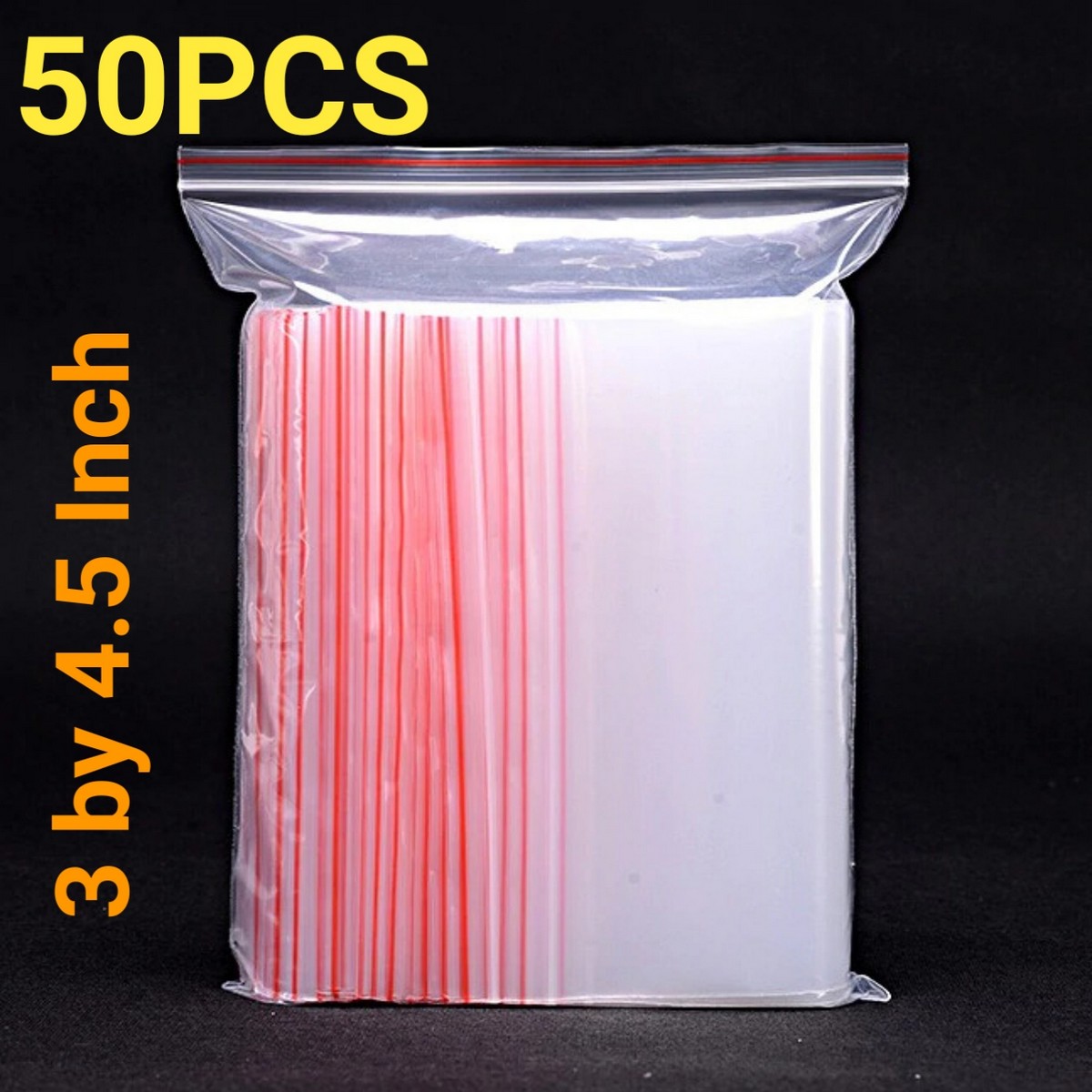 50PCS Resealable Air Tight Zip Lock Ziplock Shopper Transparent Plastic