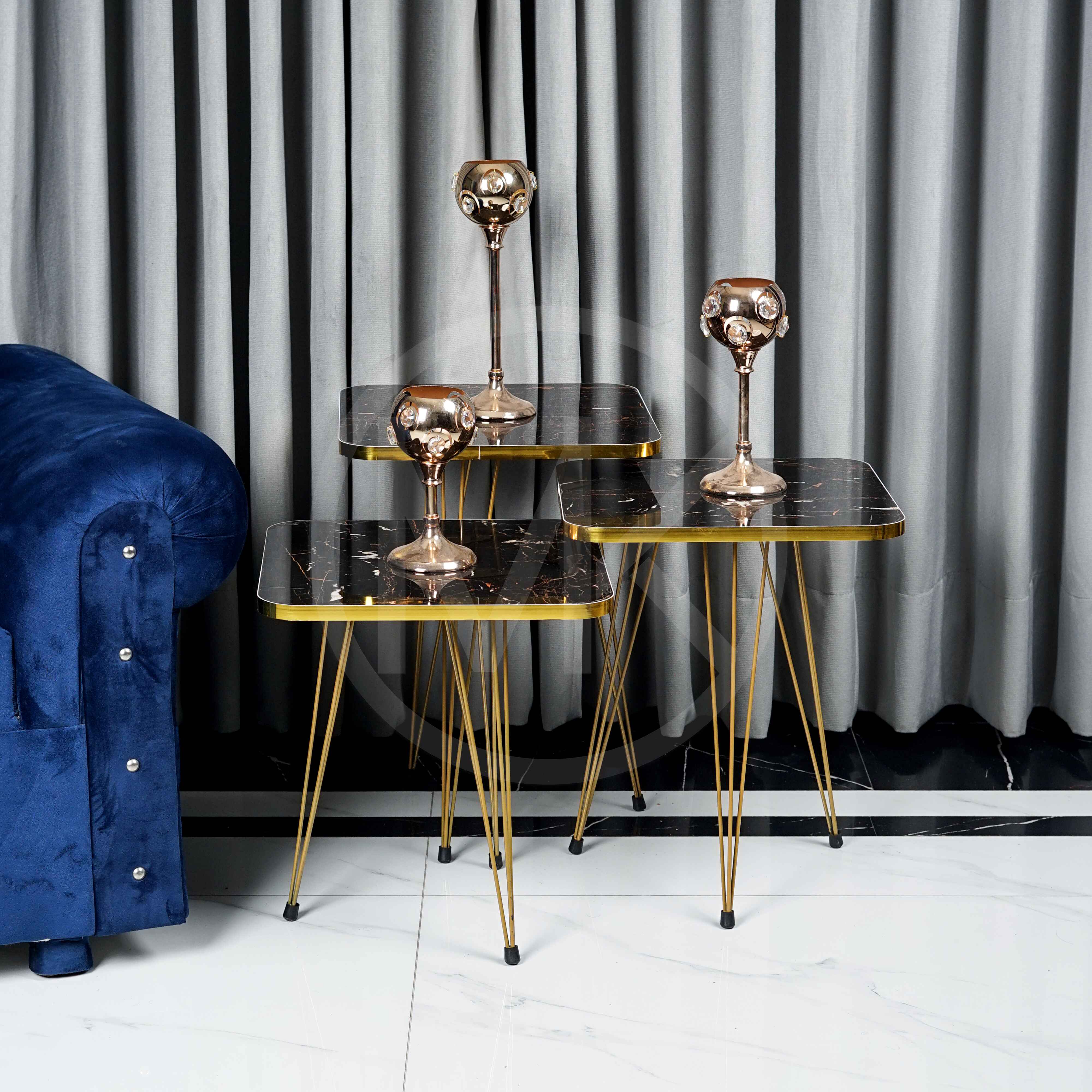 Comfort Zoon Metal Legs Table Set High Quality Glossy Top Waterproof MDF – Black Square Metal Legs Table Set High Quality Glossy Top Waterproof MDF – White Square Coffee Table Set With Metal Legs  Set Of 3 Side Tables