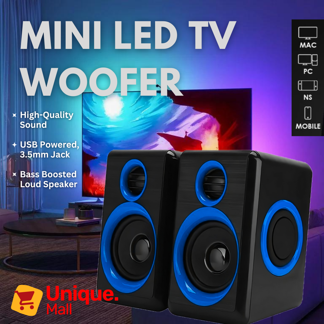 Wired Gaming Speakers for PC & Laptop  USB Powered + 3.5mm Multimedia Desktop Speaker with Heavy Bass  Mini RGB Subwoofer Low Budget High Volume 3D Sound Stereo System for Mobile & Computer - Unique Mall